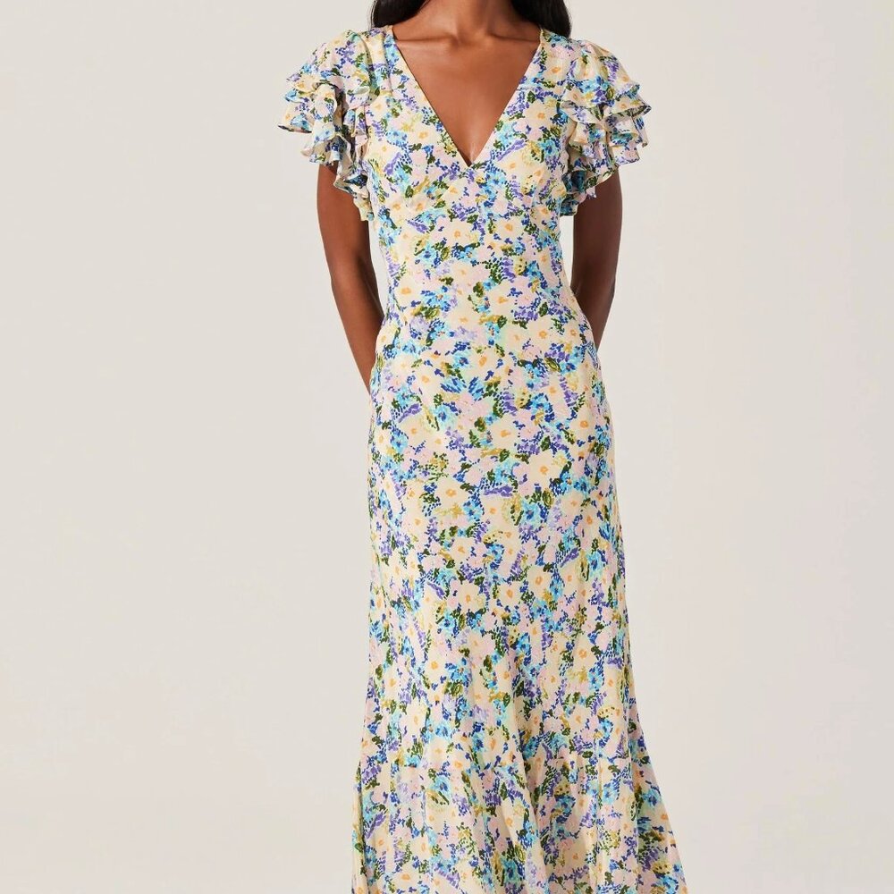 Celestine Floral Flutter Sleeve Midi Dress - Picture 6 of 7